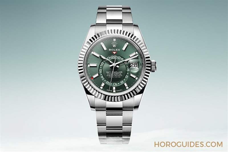 ROLEX - 勞力士天行者Sky-Dweller半金材質(zhì)推出薄荷綠新色，玫瑰金材質(zhì)搭配專屬藍(lán)綠色表盤